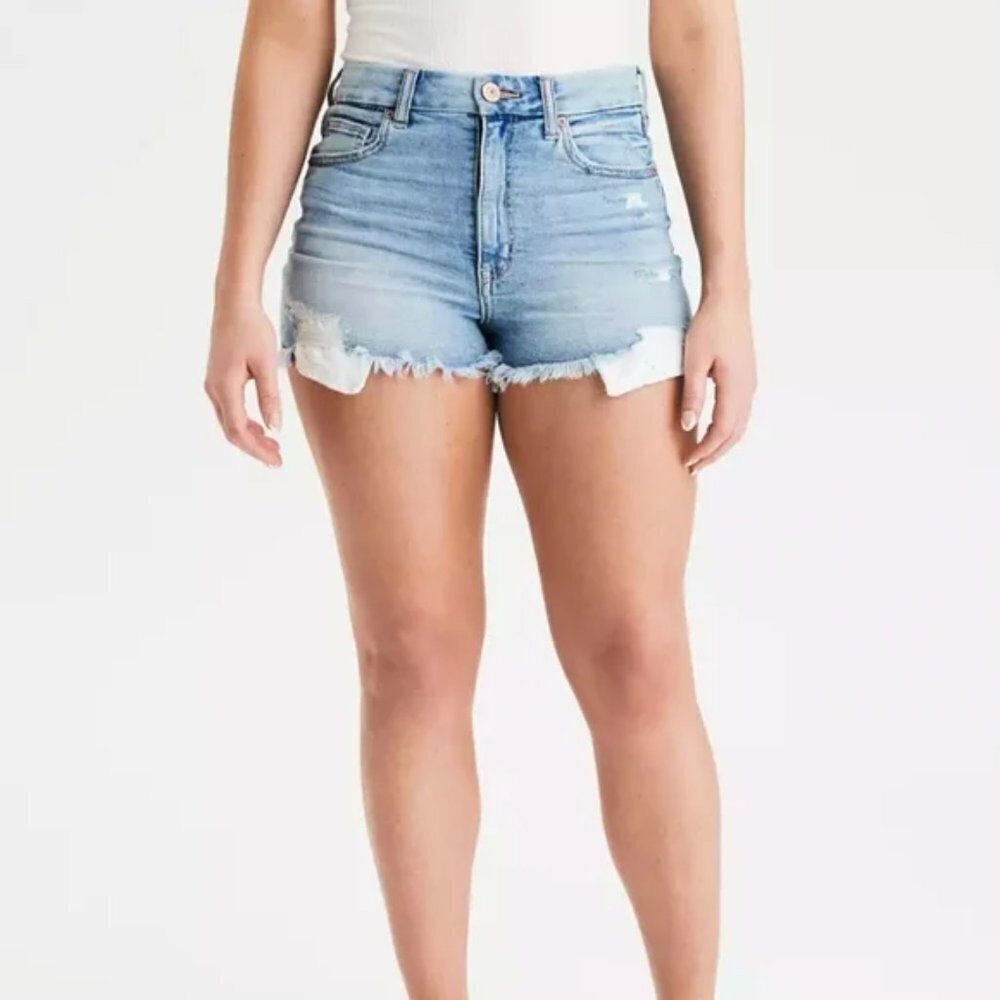 American Eagle Curvy Hi-Rise Distressed Shortie